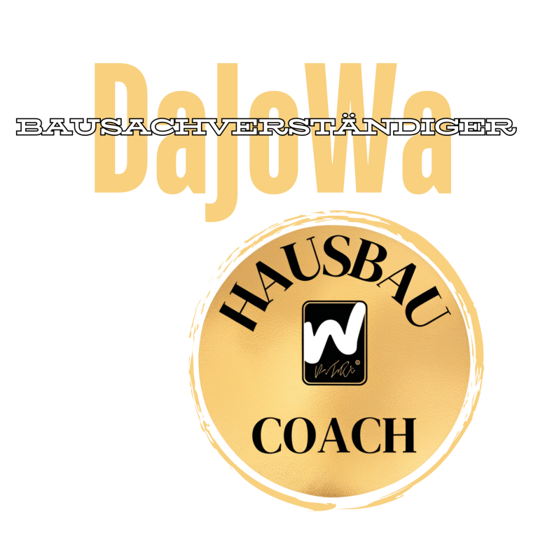 Logo von Dajowa, darunter der Text "HAUSBAU COACH".